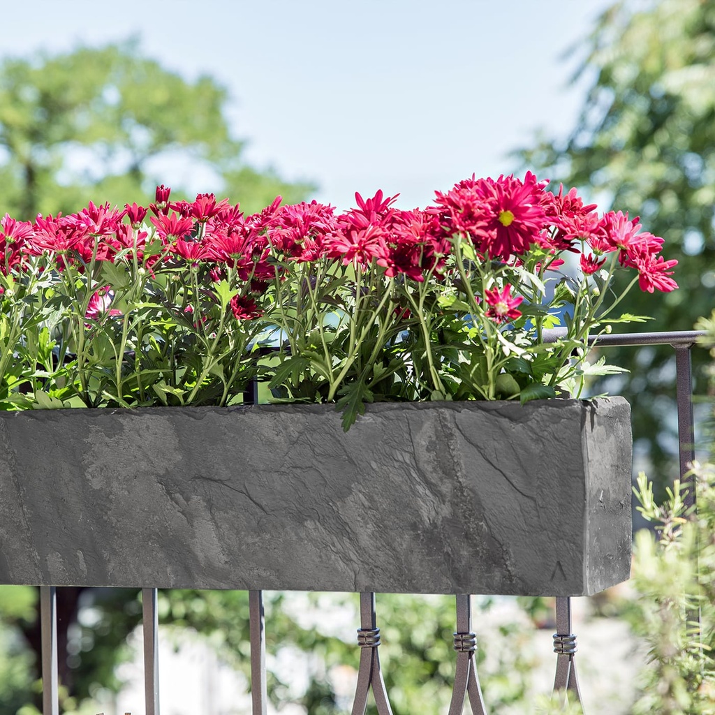 Blumenkasten gross Balkon Outdoor Schiefer Anthrazit Pflanze JARDI 80 von CLIMAQUA