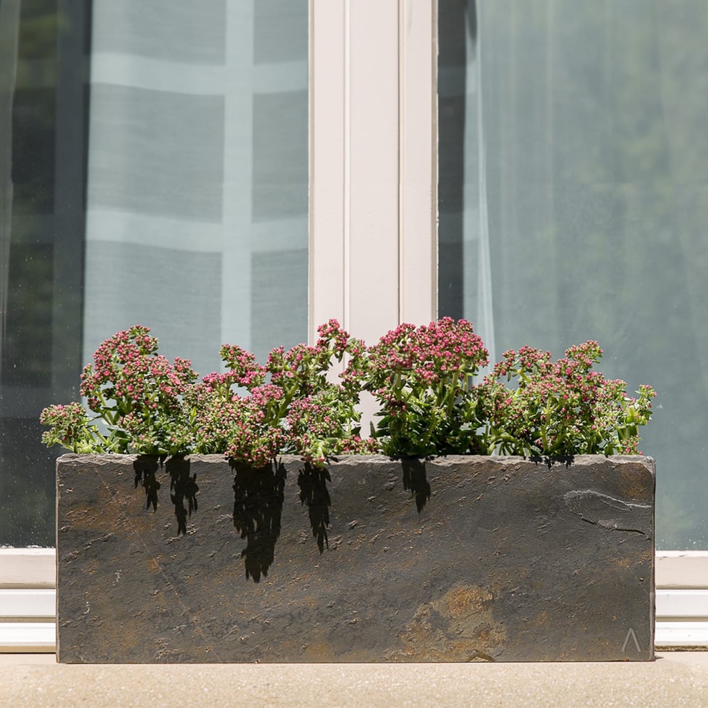 Blumenkasten aus Schiefer Fensterbank JARDI 50 Rusty von CLIMAQUA